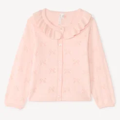 Gilet met Claudine-kraag van gebreid materiaal met uitsnijdingen voor babymeisjes