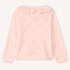 Gilet met Claudine-kraag van gebreid materiaal met uitsnijdingen voor babymeisjes