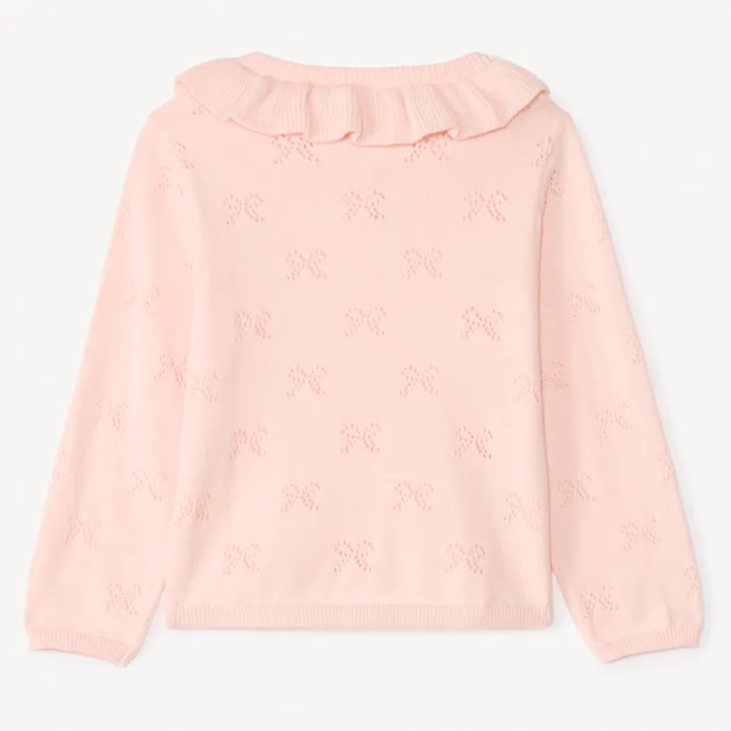 Gilet met Claudine-kraag van gebreid materiaal met uitsnijdingen voor babymeisjes
