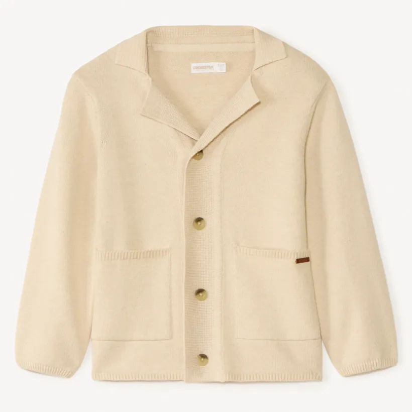 Gilet met lange mouwen in tricot met revers jongens