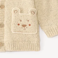 Gilet tricot met capuchon voor jongen met speelse zakken