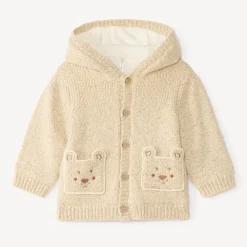Gilet tricot met capuchon voor jongen met speelse zakken