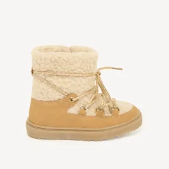 Girls' lace-up ankle boots with zip in faux fur