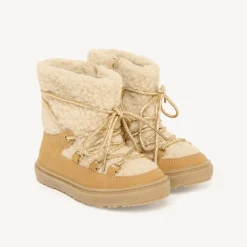 Girls' lace-up ankle boots with zip in faux fur
