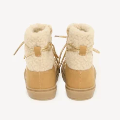 Girls' lace-up ankle boots with zip in faux fur