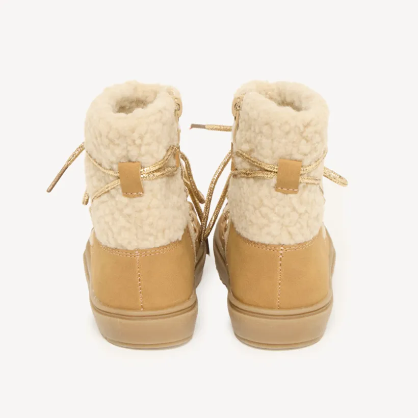 Girls' lace-up ankle boots with zip in faux fur