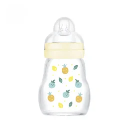 Glazen fles met speen, stroomgroep 1 (0-6 maanden) 170 ml – Wit