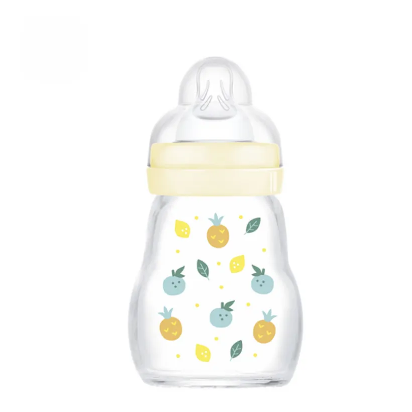Glazen fles met speen, stroomgroep 1 (0-6 maanden) 170 ml – Wit