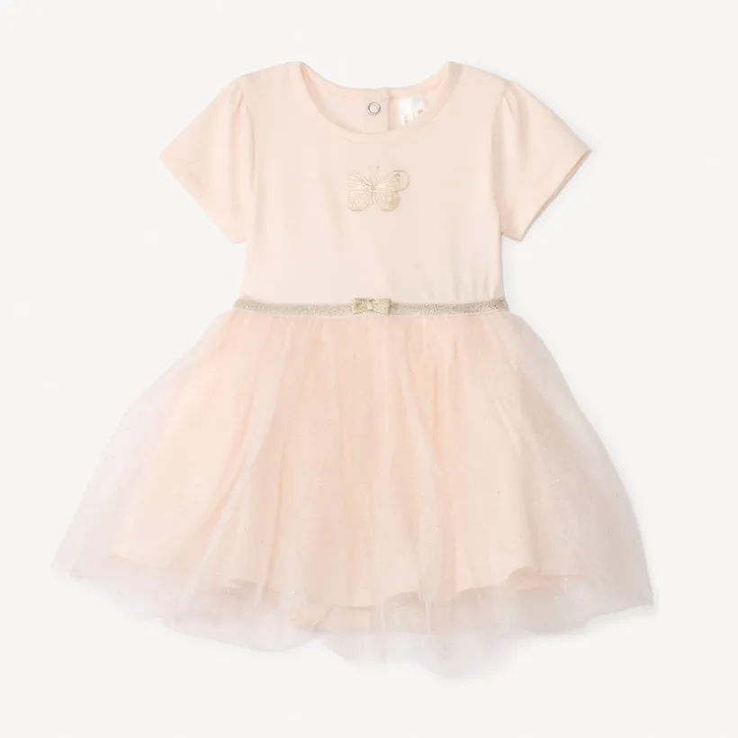 Glinsterende tule jurk met vlinder voor meisjesbaby's