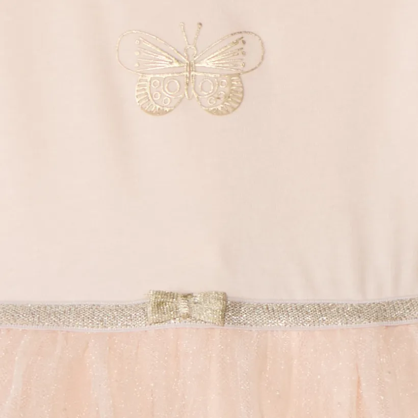 Glinsterende tule jurk met vlinder voor meisjesbaby's