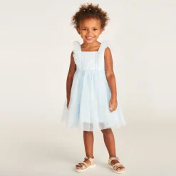 Glitterende tule jurk met vlindermouwen voor babymeisjes