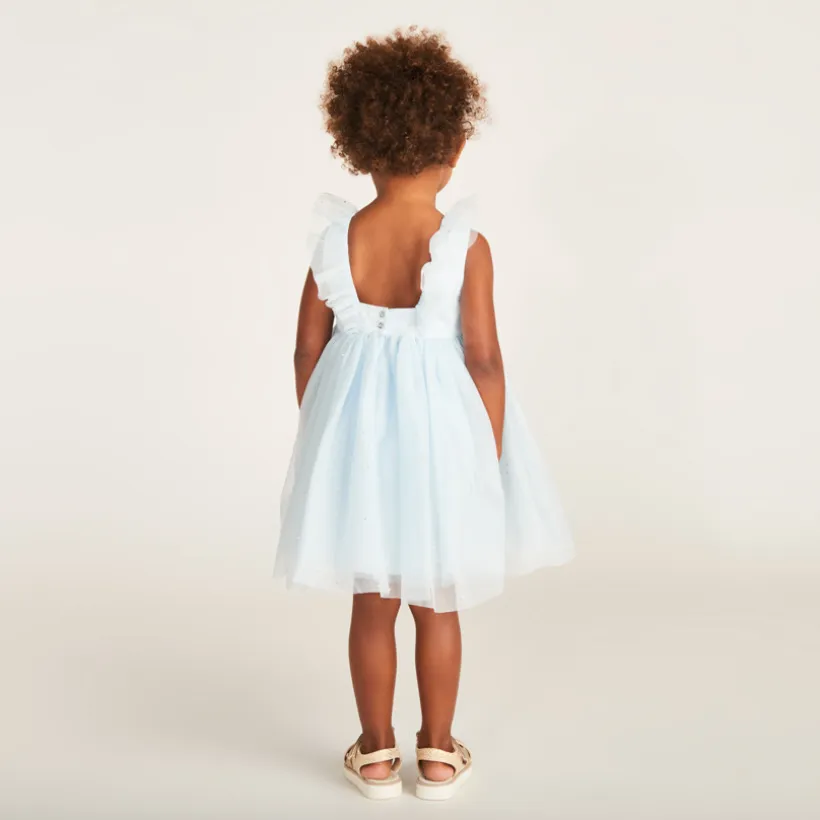 Glitterende tule jurk met vlindermouwen voor babymeisjes