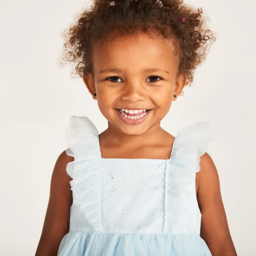 Glitterende tule jurk met vlindermouwen voor babymeisjes