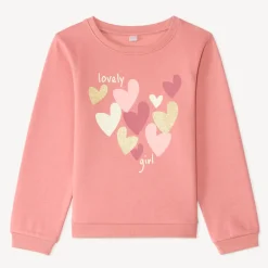 Glitter print fleece sweatshirt for girls