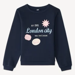 Glitter print fleece sweatshirt for girls