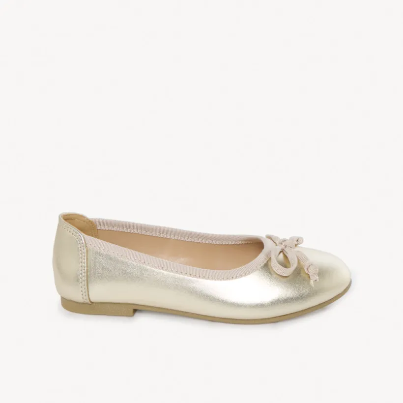 Gouden ballerina's met metallic effect en knoop meisjes