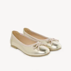 Gouden ballerina's met metallic effect en knoop meisjes