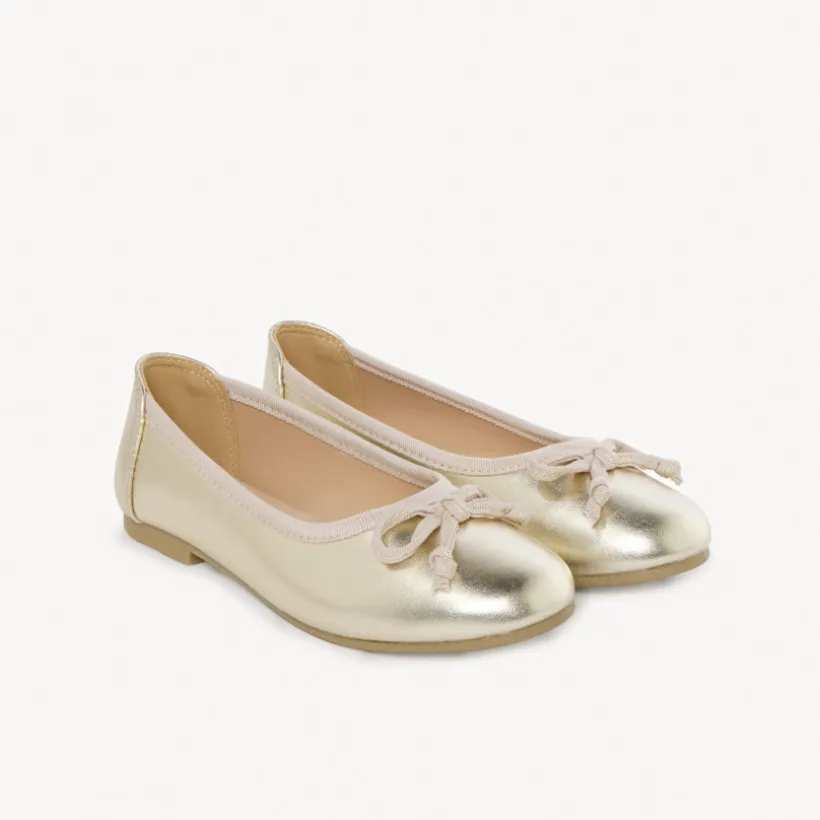 Gouden ballerina's met metallic effect en knoop meisjes