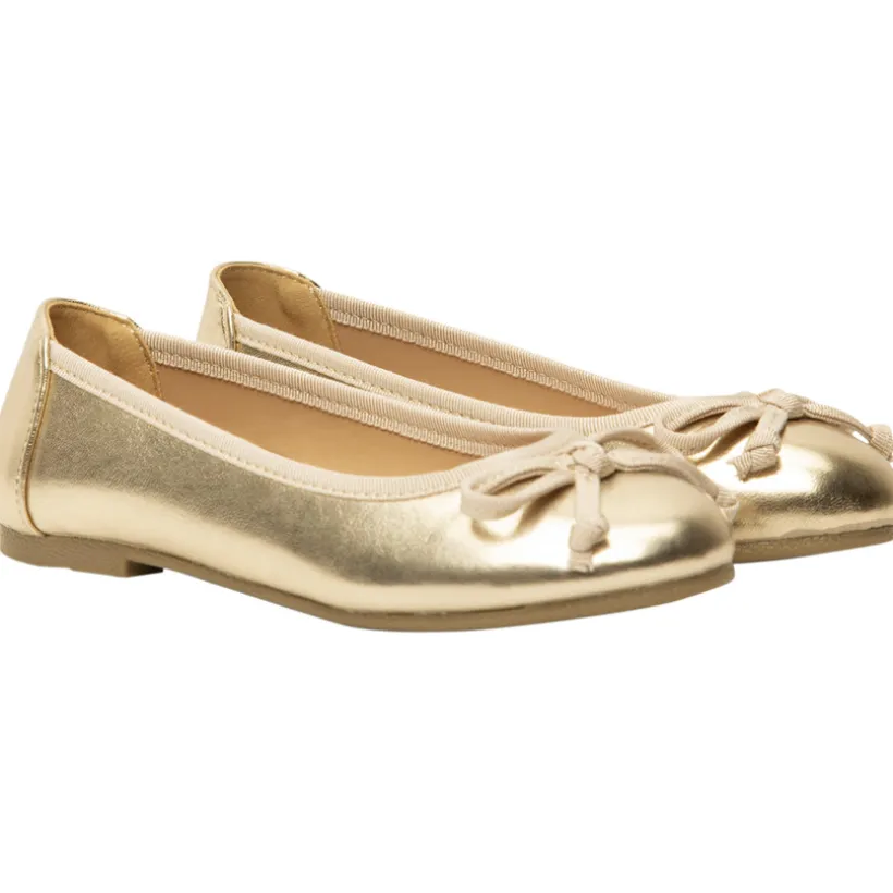 Gouden ballerina's met metallic effect en knoop meisjes