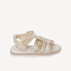 Gouden glitter sandaaltjes met gespsluiting meisjes