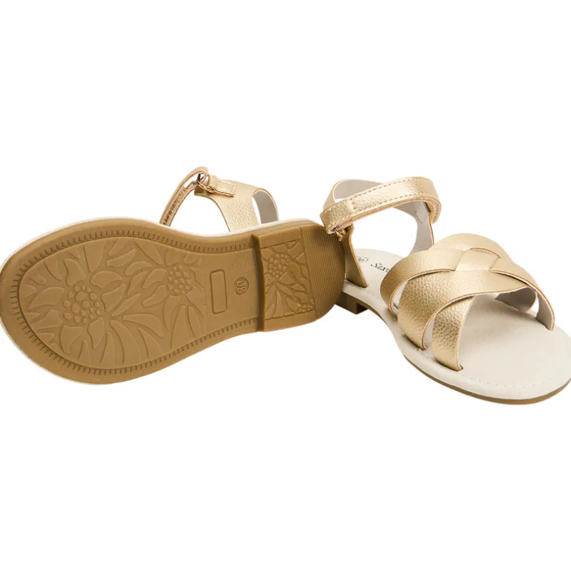 Gouden sandalen met brede gekruiste banden meisjes