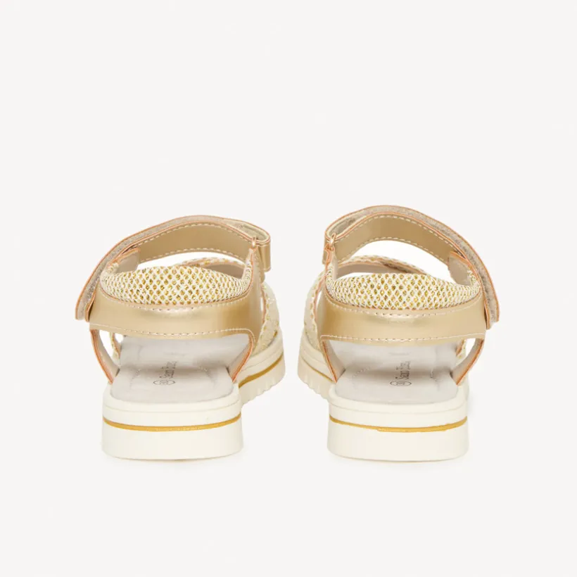 Gouden sandalen met kruisbanden en slangenprint meisjes