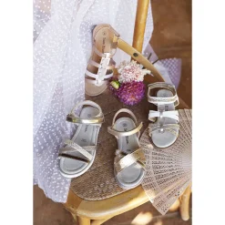 Gouden sandalen met metallic effect en hartjes meisjes