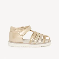 Gouden velcro sandaaltjes met pailletten voor baby meisjes