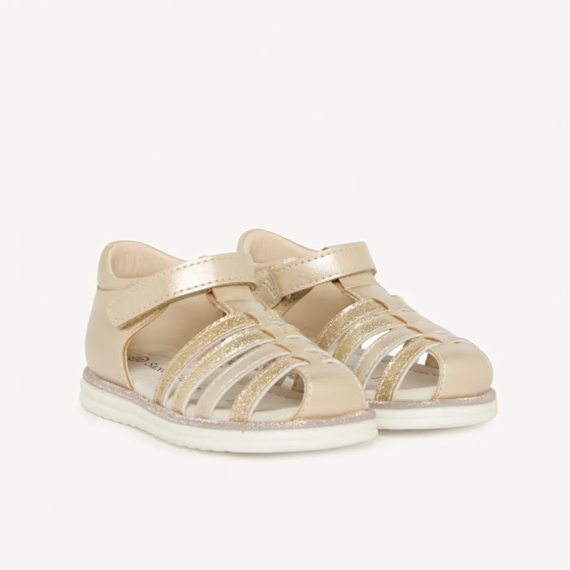 Gouden velcro sandaaltjes met pailletten voor baby meisjes