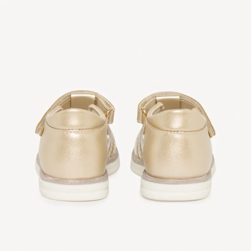 Gouden velcro sandaaltjes met pailletten voor baby meisjes