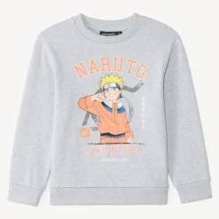 Grijze gemêleerde Naruto sweatshirt met lange mouwen voor jongens