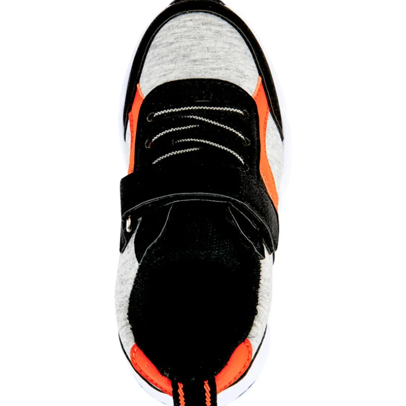 Grijze sneakers met oranje accenten en velcro jongens