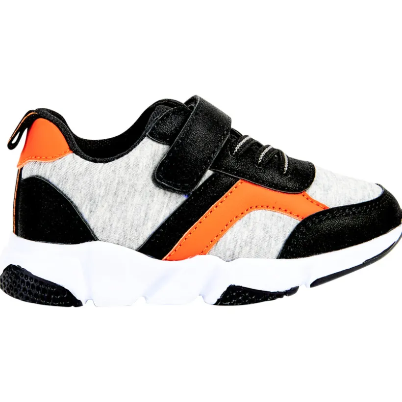 Grijze sneakers met oranje accenten en velcro jongens