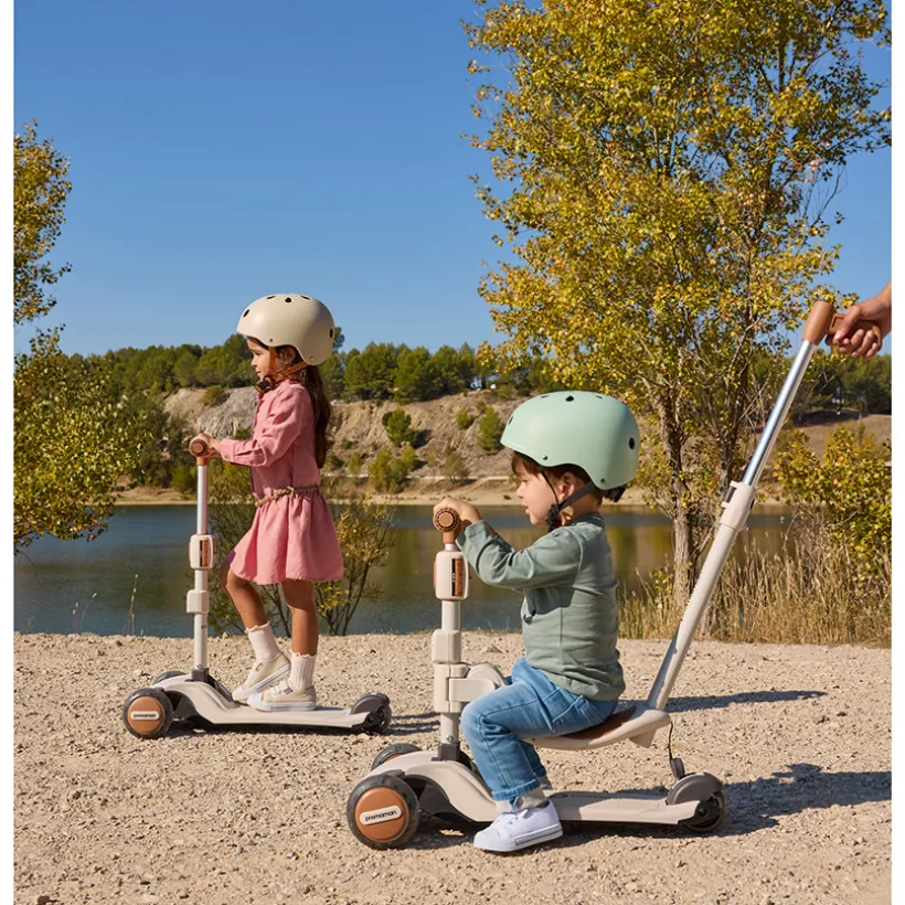 Groeiend 2-in-1 loopfiets - Ecru en Bruin
