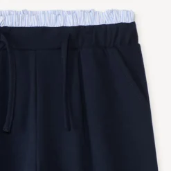 Grote flanellen meisjesbroek met inzet bij de taille