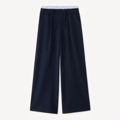 Grote flanellen meisjesbroek met inzet bij de taille