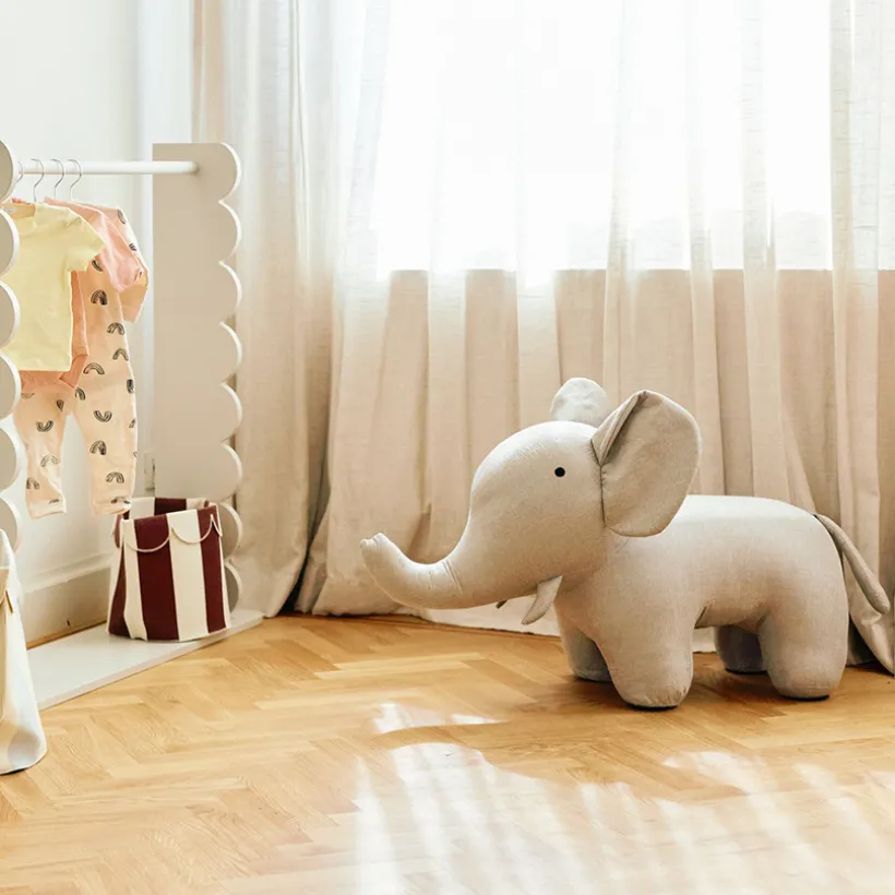 Grote knuffel Olifant 48 cm Linnen Grijs