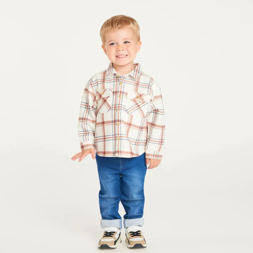 Hemden voor babyjongens in flanel met een plaidpatroon