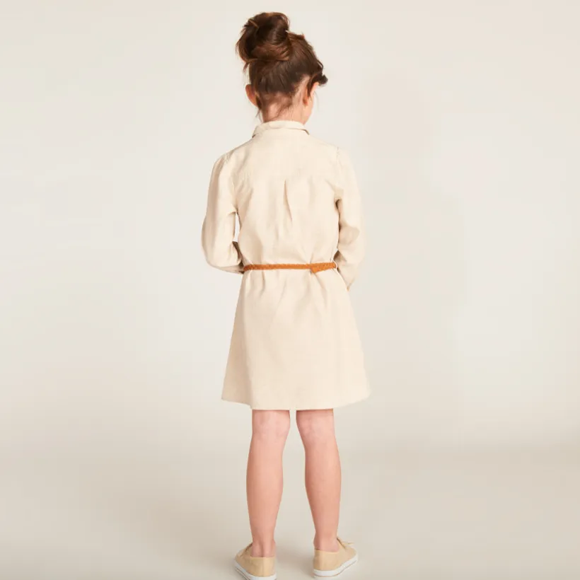 Hemdkleed met lange mouwen en riem meisjes