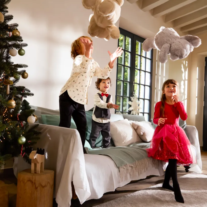 Hemd met lange mouwen en kerstprint jongens