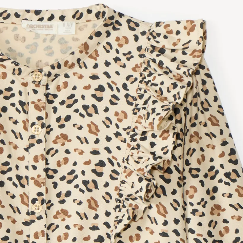 Hemd met lange mouwen voor meisjes met luipaardprint
