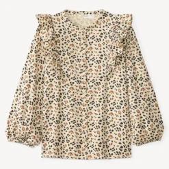 Hemd met lange mouwen voor meisjes met luipaardprint