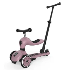 Highwaykick 1 Push & Go Scoot & Ride Ash loopfiets met duwstang en kantelbeveiliging