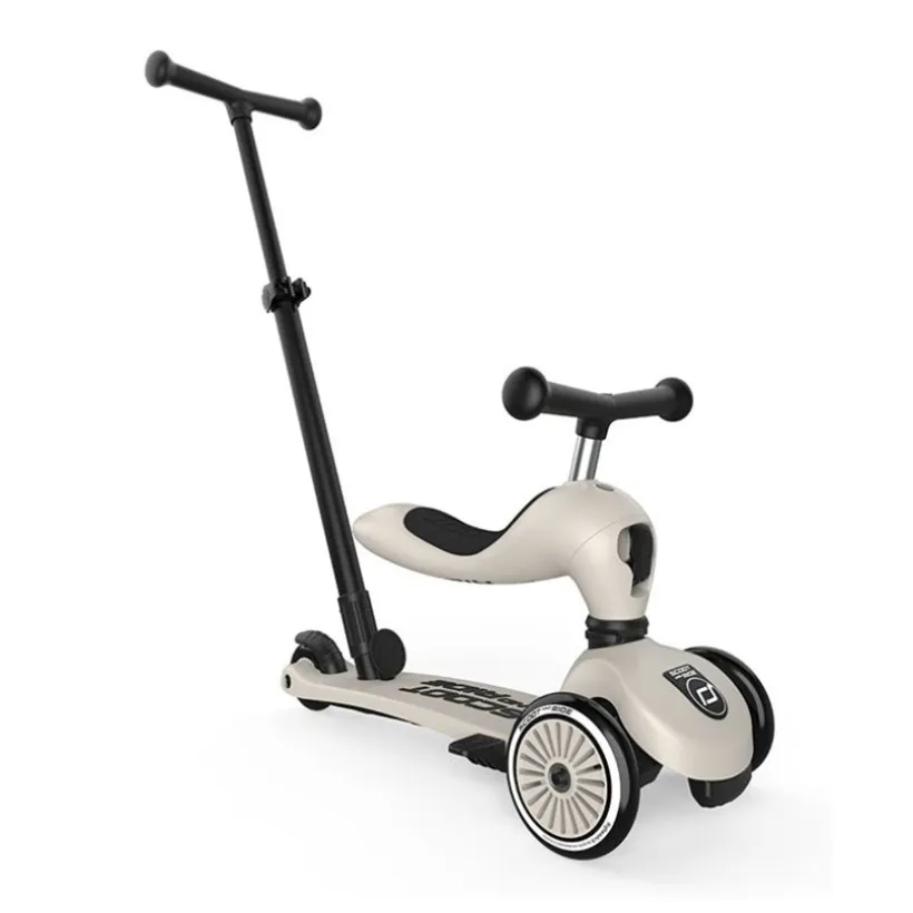 Highwaykick 1 Push & Go Scoot & Ride Ash loopfiets met duwstang en kantelbeveiliging
