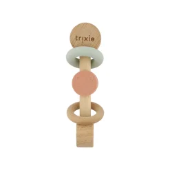 Hochet en silicone et bois Mrs Cat