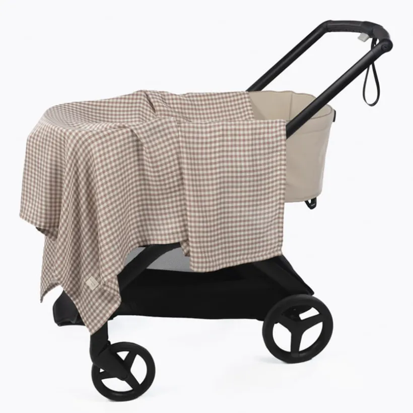 Hoeslaken draagmand Stripes + Mousseline-Doek Praliné Vichy Moka