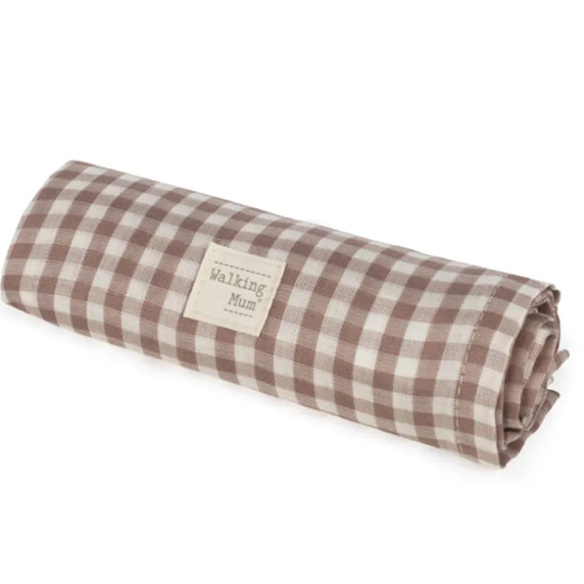Hoeslaken draagmand Stripes + Mousseline-Doek Praliné Vichy Moka