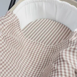 Hoeslaken draagmand Stripes + Mousseline-Doek Praliné Vichy Moka
