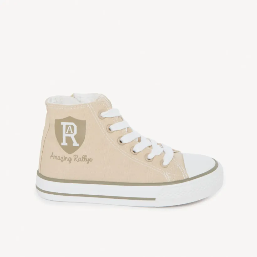 Hoge canvas sneakers met rits en wapenprint jongens
