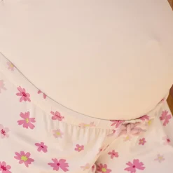 Hoge hoofdband zwangerschaps pyjamashort met bloemenprint
